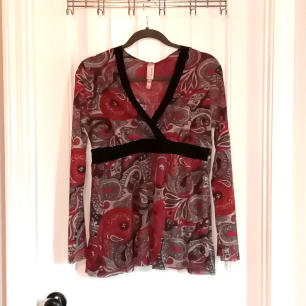 Red Paisley Print Maternity Blouse